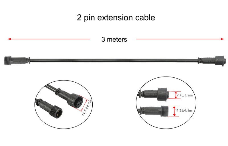 FVTLED Pack of 5, FVTLED 3m 9.84ft 2Pin Extension Cable Wire with Male and Female Connectors at Both Ends Only for FVTLED Single Color LED Deck Light - Image 2